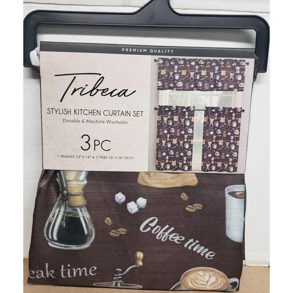 3pc. Kitchen Curtains Set:2 Tiers(26